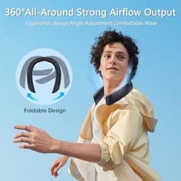 Draagbare Halsventilator met 6000 mAh Oplaadbare Batterij - 18 Uur Koeling, Krachtige 360° Luchtstroom, 3 Snelheden, Ultra-Stille Opvouwbare Ventilator — thumbnail 5