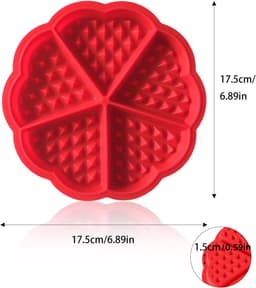 Vorm - wafelvorm - anti aanbak siliconen vorm - hartvormige pannenkoekenvorm - bakgereedschap - bak vijf koekjes tegelijk - geschikt voor airfryer, oven, magnetron (17,5*1,5cm - rood) — thumbnail 2
