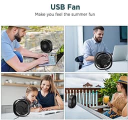 Mini USB Ventilator met Stille Werking en 360 Graden Rotatie - Bureauventilator met 3 Snelheden voor Thuis en Kantoor — thumbnail 3