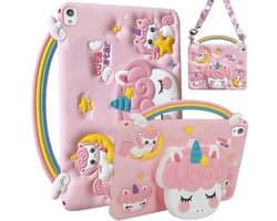 Schokbestendige Siliconen Eenhoorn Hoes voor iPad 9,7 Inch met Handvat en Schouderriem