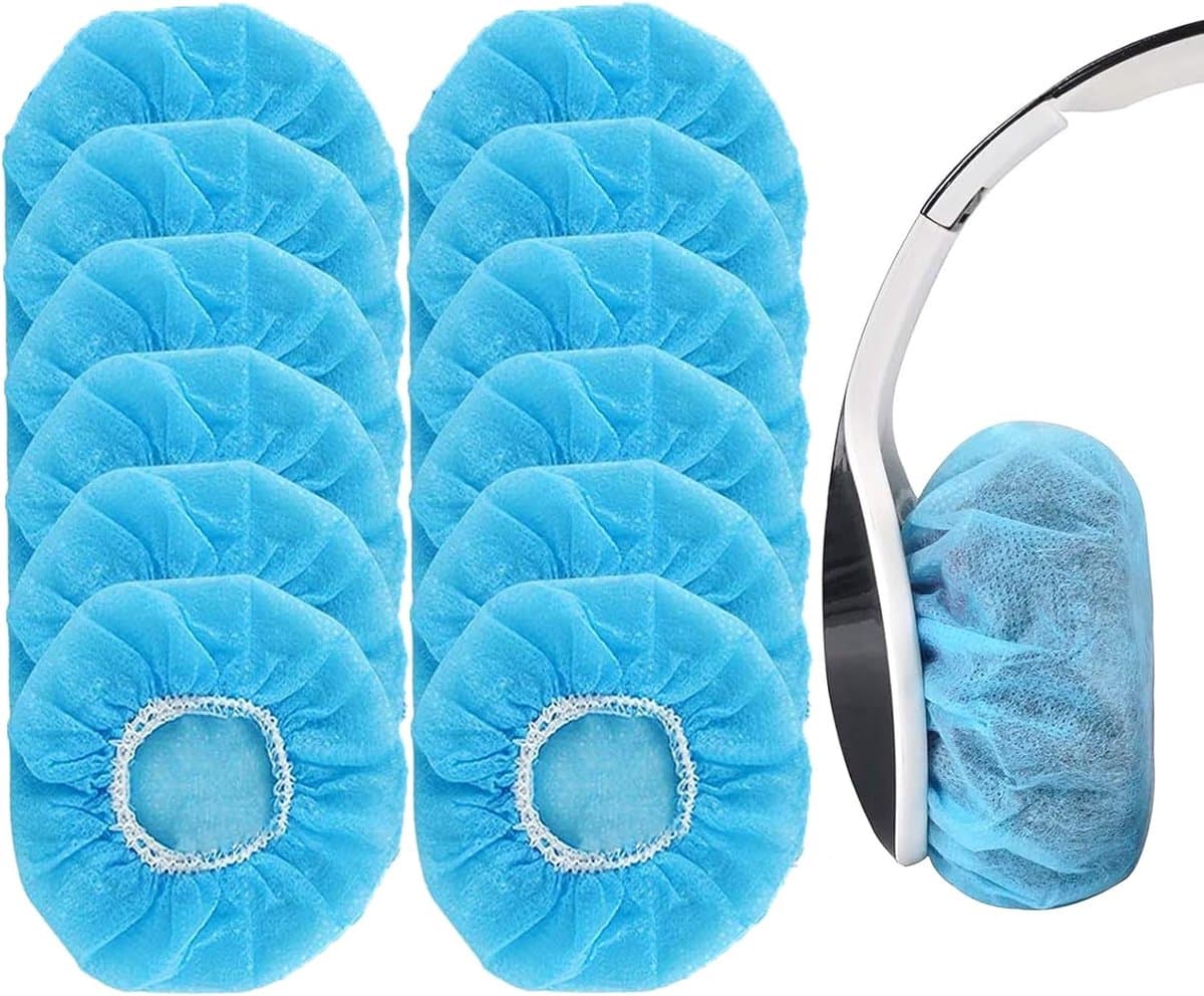 Elastische Hygienehoesjes hoofdtelefoon - 100 stuks - niet-geweven stof hoofdtelefoon covers - vervangende Hygienehoesjes hoofdtelefoon - elastisch stretch - universeel - cover hoes 11cm - voor thuis, sport en kantoor - Blauw — afbeelding 1