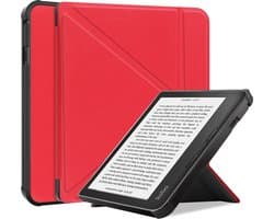 Hoes Geschikt voor Kobo Libra 2 - E-reader Bescherm Hoesje Case Sleep Cover Trifold - Hoes Geschikt voor Kobo Libra 2 Hoesje - Rood