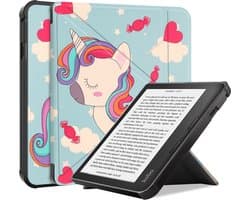 Hoes Geschikt voor Kobo Libra 2 - Luxe E-reader Trifold Case - Bescherm Hoesje Book Cover - Eenhoorn