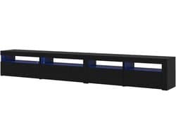 Tv-meubelset 3 stuks - Mediameubel Entertainmentcenter - Woonkamer Inrichten - Met LED-verlichting - 270 x 35 x 40 cm - Zwart