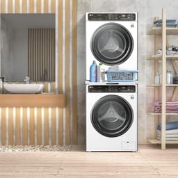 Tussenbouwframe Droger Wasmachine - Verbindingsframe Wasmachine Droger - Ruimte Besparen - Met Plank - 60 x 60 cm - Wit — thumbnail 2