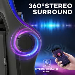 Hoffree RGB LED Gamingstoel met Bluetooth Speaker – Ergonomische Bureaustoel met Massagefunctie, Voetsteun & 180° Verstelbare Rugleuning – Comfortabele Computerstoel voor Gamers & Thuiswerkers – Blauw — thumbnail 3