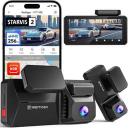 RedTiger F77 VO2 - Dual Dashcam voor auto - Ultra 4K & 4K - Voor en Achter Camera - 2026 model - Met Touchscreen - WiFi en GPS - 4.0 Inch met App - Sony Sensor Nachtzicht - Dashcams - Parkeerbewaking - G Sensor - Loop opname - 128GB Intern geheugen — thumbnail 1