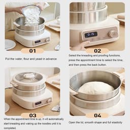 Deegkneedmachine - Deegmixer Keukenmachine - Bakken Brood Koekjes - Met Fermentatiefunctie - 5 Liter - Zwart — thumbnail 4