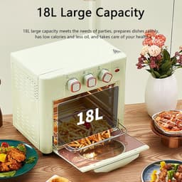 Heteluchtoven - Elektrische Oven - Huishoudelijk Gebruik - 360 Graden Hetelucht - 18 Liter - Lichtgroen — thumbnail 4