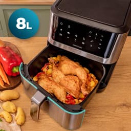 Heteluchtfriteuse - Airfryer Frituurpan - Gezond Koken - Extra Grote Mand - 8 Liter - Roestvrij Staal — thumbnail 5