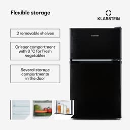 Klarstein Diepvriezer Big Daddy Cool Koelvriescombinatie 87L 40 dB - Koelkast met Vriesvak - Mini-Koelkast Compact - voor Keuken voor Singles - LED Vrijstaand Glazen Lades - Freezer - Vrieskast - Diepvrieskast - Vrieskast Klein — thumbnail 4