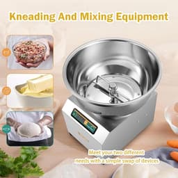 Deeg Mixer - Kneedmachine Keuken - Bakken Thuis - Krachtige 2200W Motor - 5kg Capaciteit - Zilver — thumbnail 3