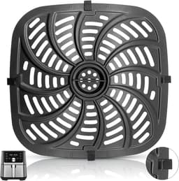 Airfryer Grillplaat - Crisper Lade - Gezond Koken - Vaatwasmachinebestendig - 24.4 x 24.8 cm - Zwart — thumbnail 1