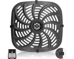 Airfryer Grillplaat - Crisper Lade - Gezond Koken - Vaatwasmachinebestendig - 24.4 x 24.8 cm - Zwart