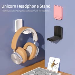 2 stuks hoofdtelefoonhouder - inklapbare headsethouder met dubbelzijdige tape en siliconen kussen - universele muurbeugel voor over-ear gaming hoofdtelefoons — thumbnail 5