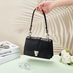 Zwarte PU Leren Handtasriem van 45 cm, Vervangende Leren Strap voor Handtassen, Schoudertassen en Tote Bags met Koppelingen — thumbnail 2