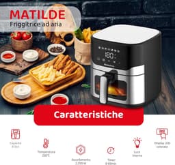 Airfryer - Hete Lucht Oven - Gezond Bakken - XL Capaciteit - 8 Liter - Zwart — thumbnail 6