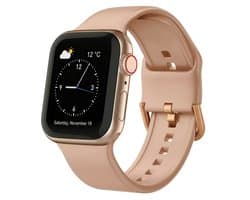 By Qubix - Geschikt voor Apple Watch bandje - Soft siliconen bandje met gespsluiting - Cappuccino - Geschikt voor Apple Watch 38 mm / 40 mm / 41 mm / 42 mm - Smartwatch bandje