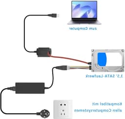 SATA PATA IDE naar USB 2.0 Adapterkabel voor 2.5" en 3.5" Hard Drives en SSD's met Voedingskabel voor PC en Laptops — thumbnail 5
