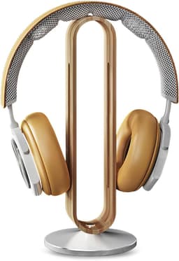 Houten hoofdtelefoonstandaard voor gaming en over-ear hoofdtelefoons, desk houder voor thuis en op kantoor — thumbnail 1