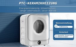 Re-purelife® luchtafvoerdroger 3 kg - wasdroger van roestvrij staal - droogtrommel met 5 programma’s en oververhittingsbeveiliging - wandmontage design - wit 49,5 × 43,5 × 59,5 cm — thumbnail 10