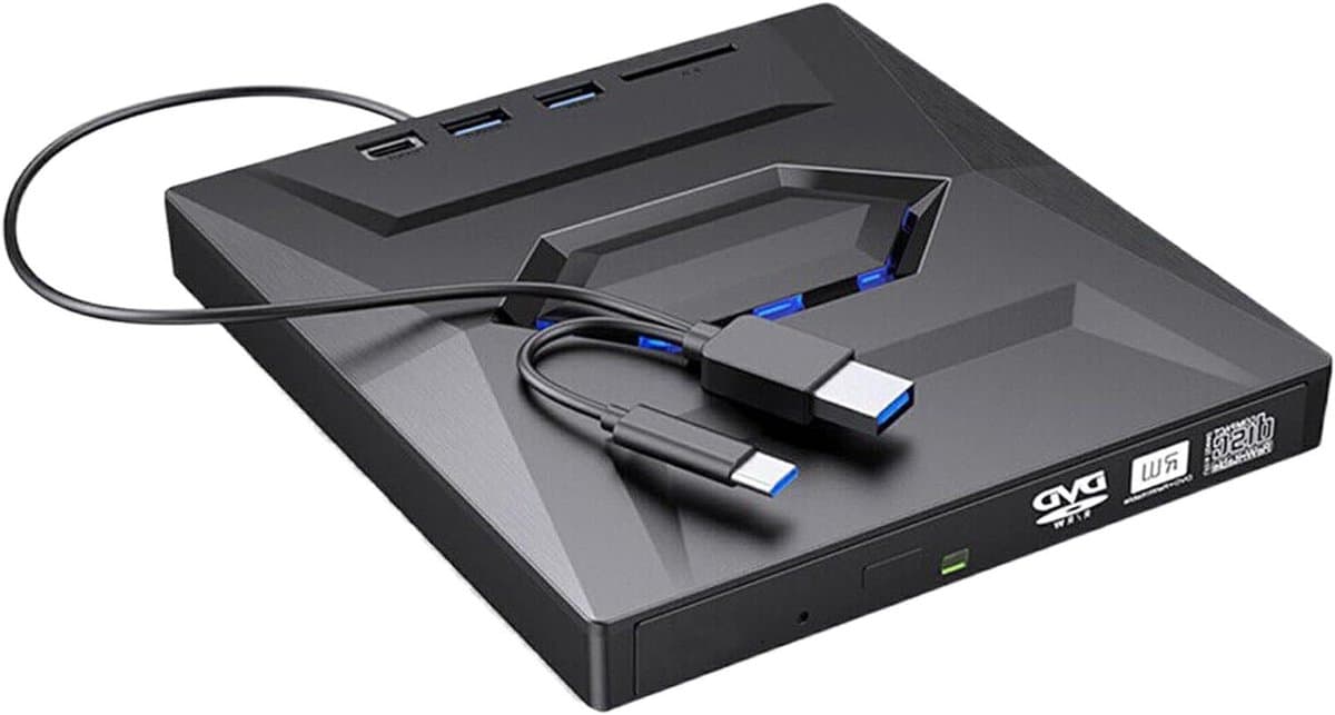 Externe DVD Brander - Optische Drive - Bestanden Archiveren - Dubbele Interface - 20 x 16 x 2.5 cm - Zwart — afbeelding 1