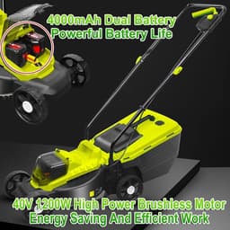 Elektrische Grasmaaier - Snoerloze Grasmaaier - Gazon Onderhouden - Dubbel Batterijsysteem - 32 cm Maaibreedte - Groen — thumbnail 2