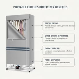 Verwarmd Kledingrek - Elektrische Droger - Binnen Kleding Drogen - Opvouwbaar Met Hoes - Tot 20 kg - Wit — thumbnail 5