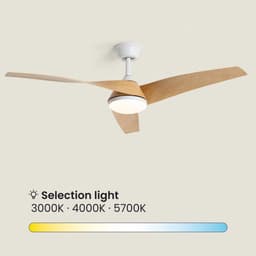 Fantiluxe - Felix - Plafondventilator met verlichting - Wit Hout - Ø132cm - Afstandsbediening - Met lamp - Plafond ventilator - Slaapkamer — thumbnail 3