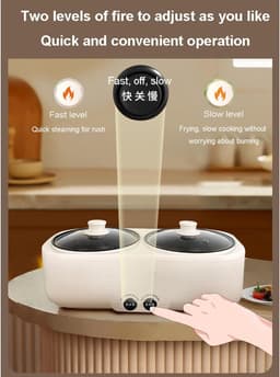 Double Boiler Rice Cooker, Multi-Function Small Electric Hob, Electric Steam and Cooking Pot for Household Use,A — thumbnail 4