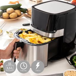 Heteluchtfriteuse - Airfryer - Gezond Koken - Digitale Touchscreen - 55 Liter - Zwart Roestvrij Staal — thumbnail 3
