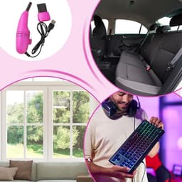 Handstofzuiger - Mini Stofzuiger - Computer Reinigen - USB Oplaadbaar - Compact Formaat - Hot Pink — thumbnail 4