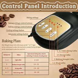 Kleine elektrische koffiebrander, draagbaar en compact, voor in de keuken, 360° verwarming voor gelijkmatig branden, met uitneembaar roestvrijstalen mandje 220V — thumbnail 2