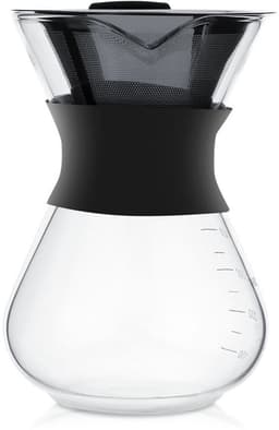 Dailygoods- Koffiezetapparaat 400ml - Hand Drip Koffiezetapparaat - Glas - Roestvrij Staal Filter - Zwart/Transparant - Compact 10x11,5x15cm — thumbnail 1