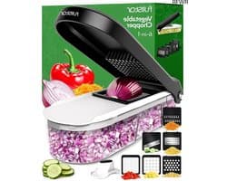 Groentehakselaar - Keukengereedschap - Maaltijden Bereiden - 6-in-1 Compact - 1.2 Liter Container - Wit Groen