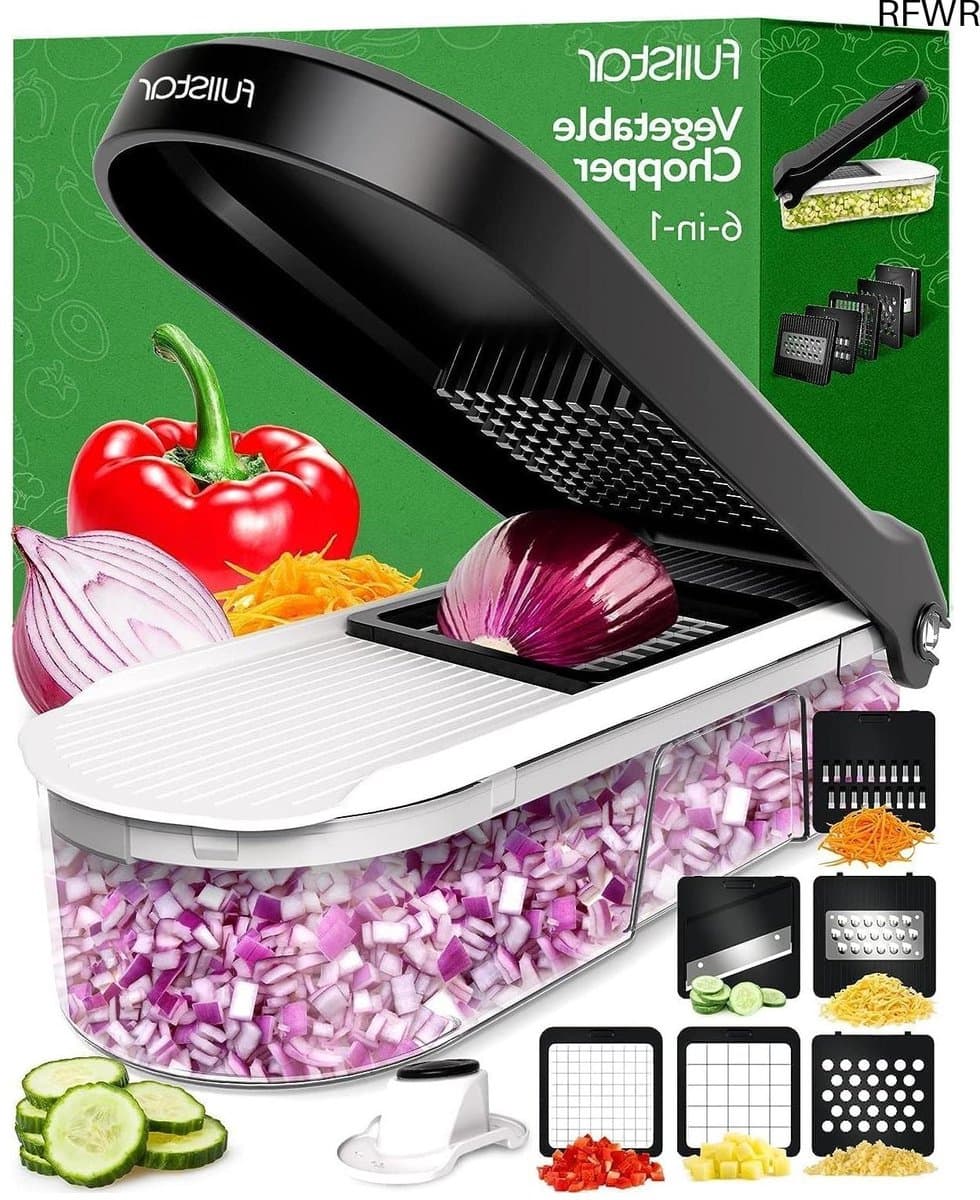 Groentehakselaar - Keukengereedschap - Maaltijden Bereiden - 6-in-1 Compact - 1.2 Liter Container - Wit Groen — afbeelding 1