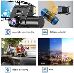 Dailygoods - 3-Kanaals Dashcam met 1080P Voor- en Achtercamera — thumbnail 5