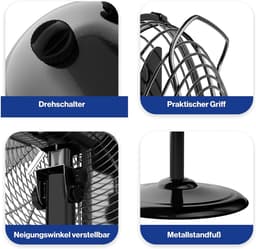 Design Ventilator - Vloer Ventilator - Zomerse Koelte - 40cm Diameter - 6.2 kg - Zwart — thumbnail 4