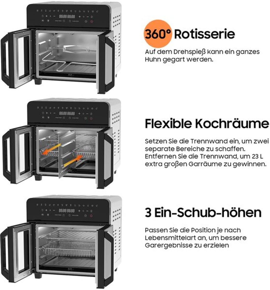 XXL Airfryer – Friteuse – Heteluchtoven – Elektrische Oven – Kooktoestel – Zwart – 23 Liter Inhoud – Dubbele Kookzones Met LED Touchscreen — afbeelding 1