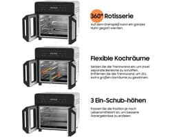 XXL Airfryer – Friteuse – Heteluchtoven – Elektrische Oven – Kooktoestel – Zwart – 23 Liter Inhoud – Dubbele Kookzones Met LED Touchscreen