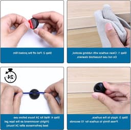 Multifunctionele Kabelclips voor Bureau, Houder voor Stroomkabels, USB Oplaadkabels en Audiokabels, Zwart, Verpakking van 20 Stuks — thumbnail 4
