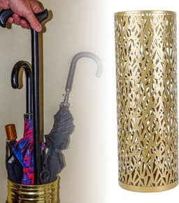 Stijlvolle metalen parapluhouder voor entree, vrijstaande regenopvang, opbergoplossing voor wandelstokken en decoratie voor thuis en kantoor — thumbnail 1