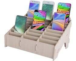 Creatieve Houten Opbergdoos voor Mobiele Telefoons - Desk Organizer voor Klaslokaal en Kantoor, Meerdere Telefoons Beheren en Organiseren