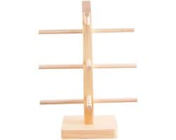 Houten Brilstandaard voor 3 Paar Brillen, Organizer voor Zonnebrillen en Optische Brillen, Ideaal voor Thuis en Kantoor