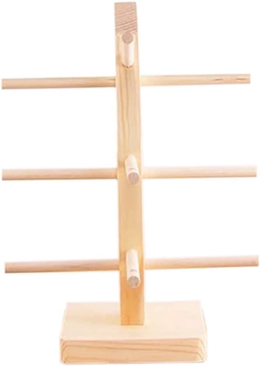 Houten Brilstandaard voor 3 Paar Brillen, Organizer voor Zonnebrillen en Optische Brillen, Ideaal voor Thuis en Kantoor — afbeelding 1