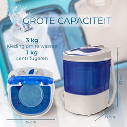 DYNA® Camping Wasmachine - Mini Wasmachine - Wasmachines - Capaciteit van Kleding 3 kg - Laag Water- en Energieverbruik - Wit - 36cm x 37cm x 53cm — thumbnail 7