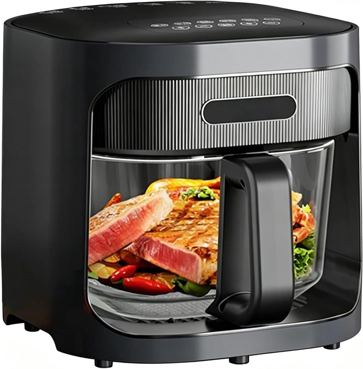 Glazen Airfryer - Hete Lucht Frituurpan - Gezond Koken - Doorzichtige Kom - 6 Liter - Zilver — afbeelding 1