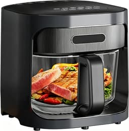 Glazen Airfryer - Hete Lucht Frituurpan - Gezond Koken - Doorzichtige Kom - 6 Liter - Zilver — thumbnail 1
