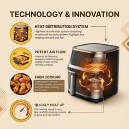 Airfryer XXL - Oven - Luchtfriteuse - Broodrooster - Digitaal Display - Touch Control - Verstelbare Temperatuur - 7 Kook Voorinstellingen — thumbnail 6