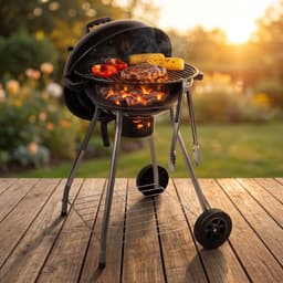 Lomera Kogelbarbecue - Houtskoolbarbecue - BBQ met Deksel en Asopvangbak - Barbecue met Wielen en Ventilatiesysteem - Houtskool Kogelgrill voor Tuin - Grote Ronde Tuinbarbecue - Grillrooster - Houtskoolbbq - Grill — thumbnail 1